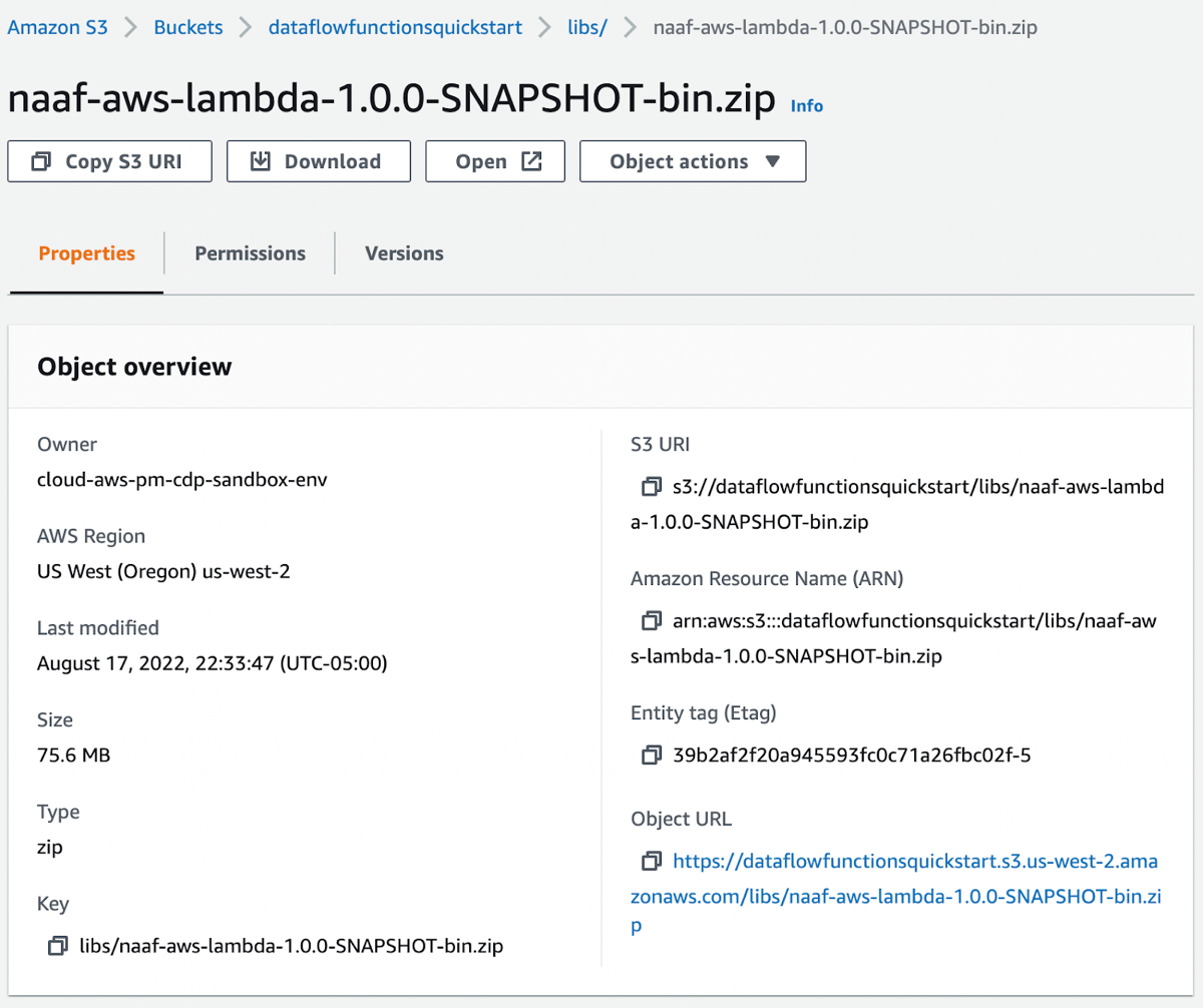 Downloading Lambda DataFlow Function binaries and uploading to S3
