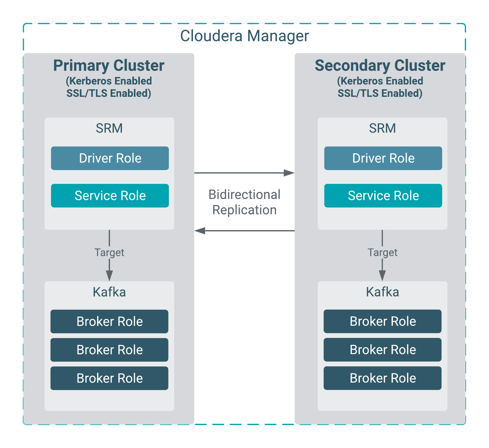 SRM security example for a cluster environment managed by a single