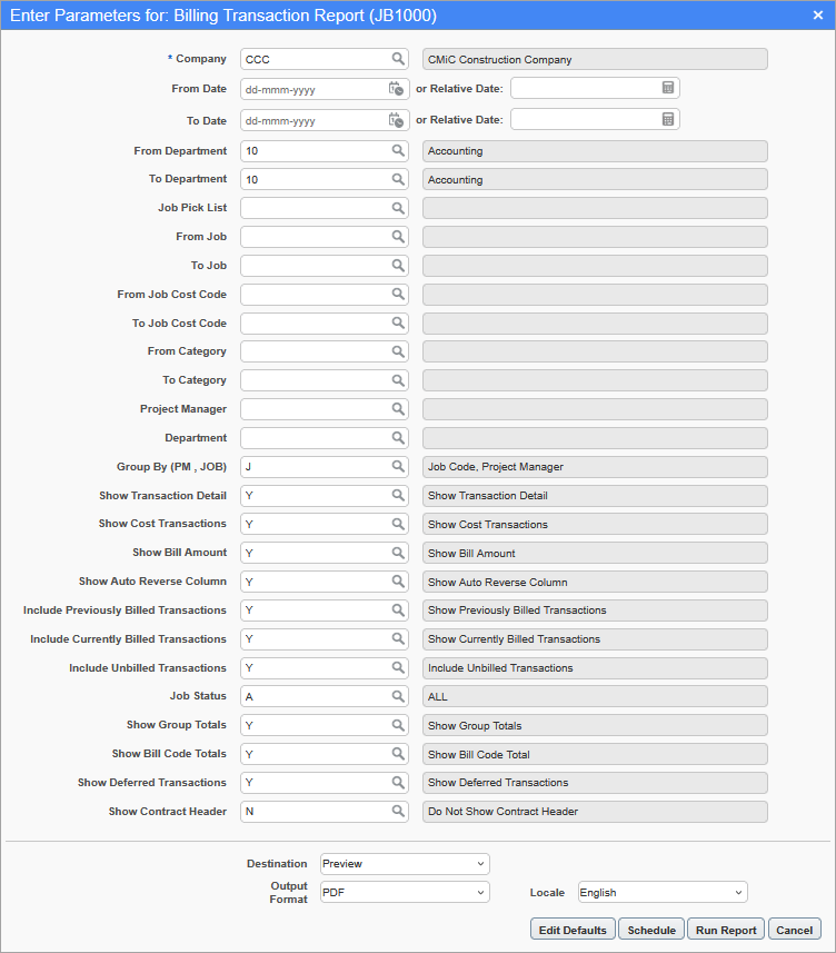 Billing Transaction Report