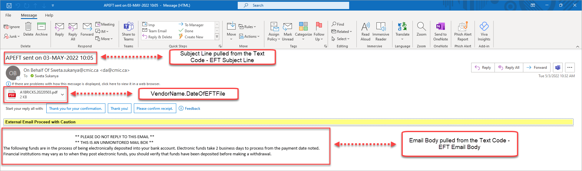 Customizing EFT Email Notifications