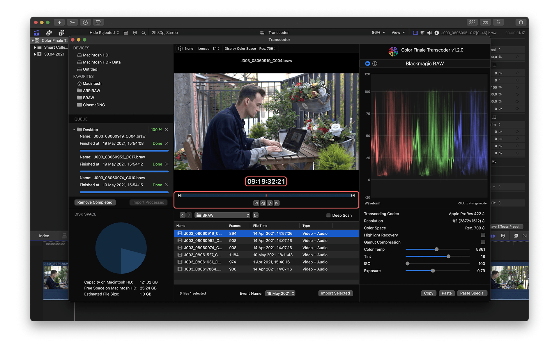 Integrated File Browser Color Finale Transcoder