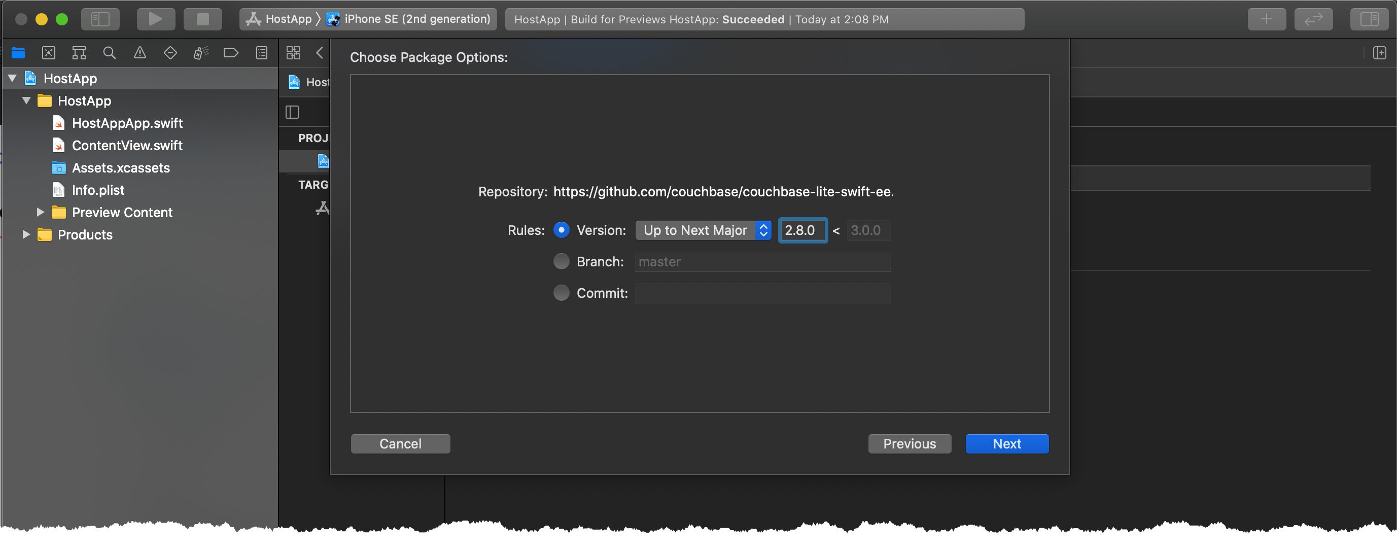 Install Couchbase Lite on Swift Couchbase Docs