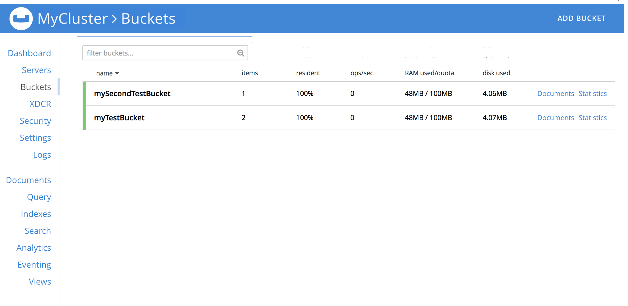 Create a Bucket Couchbase Docs