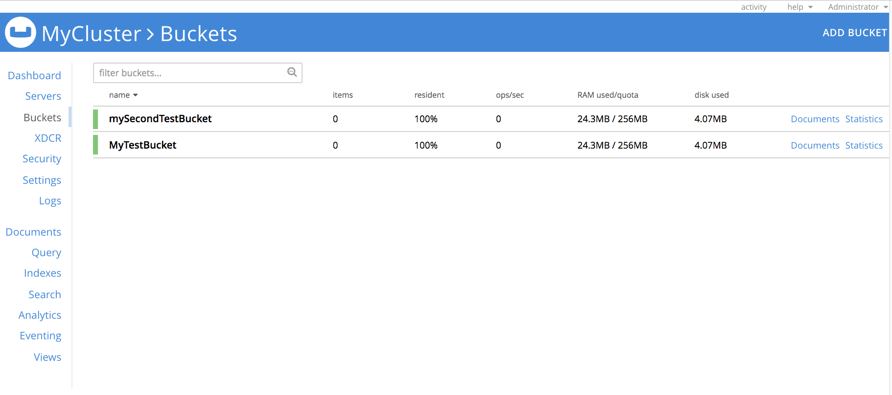 Create a Bucket Couchbase Docs