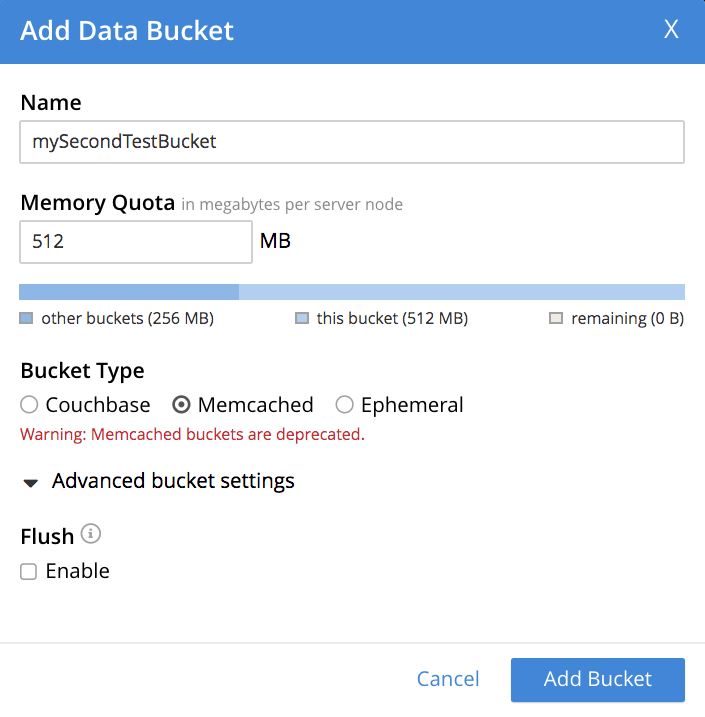 Create a Bucket Couchbase Docs