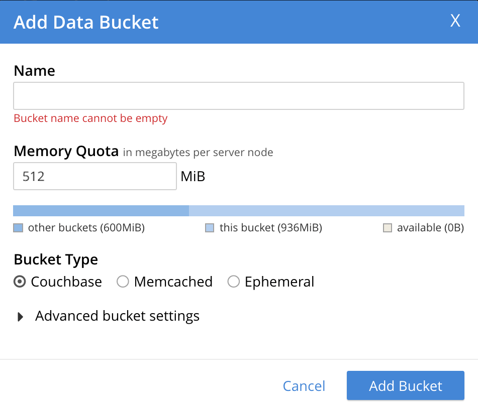 Create a Bucket Couchbase Docs