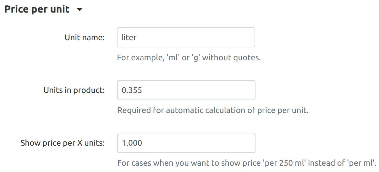 Price Per Unit — CSCart 4.18.x documentation