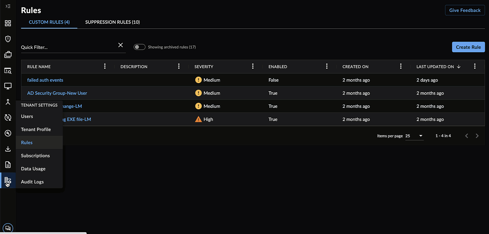 Alert Suppression Rules