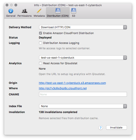 Amazon CloudFront Support — Cyberduck Help documentation