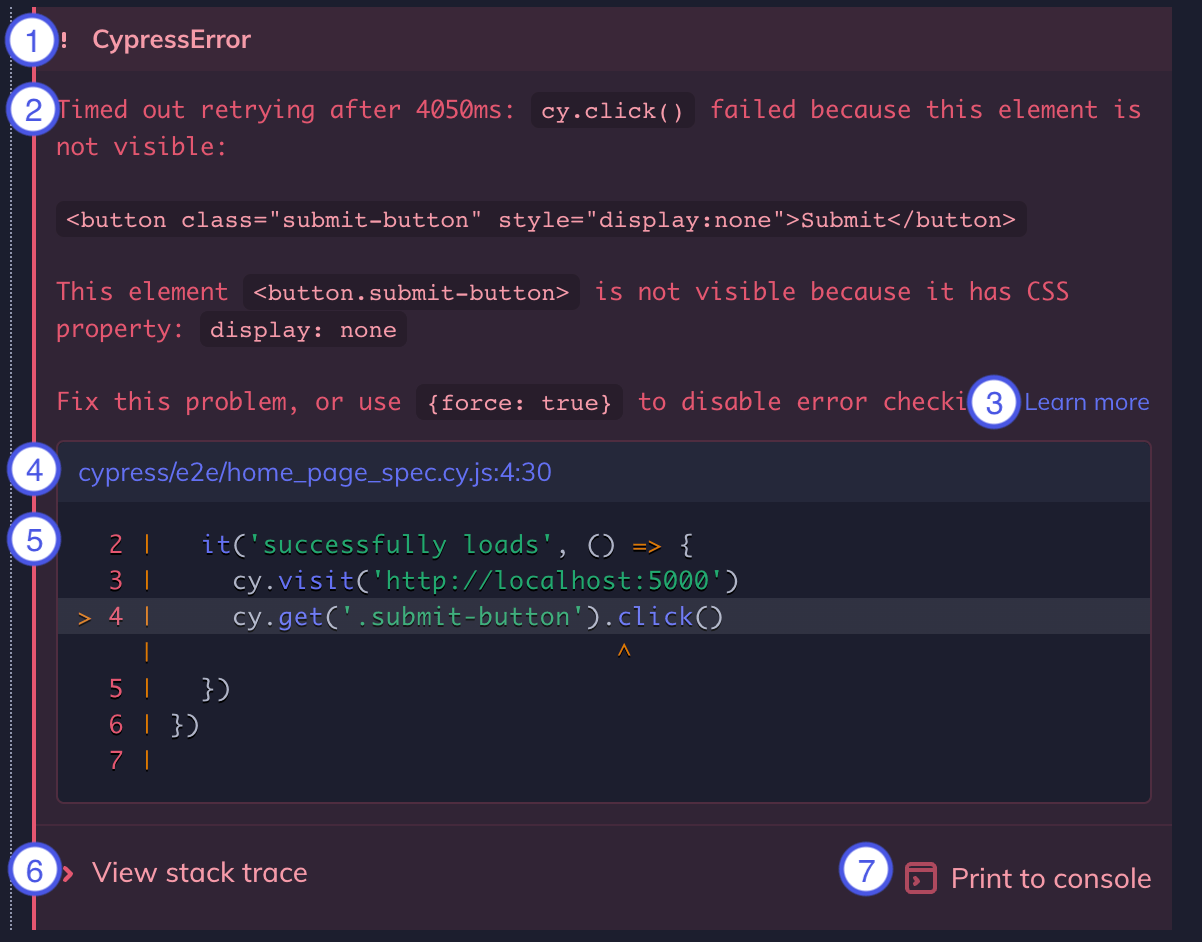 Debugging Cypress Documentation
