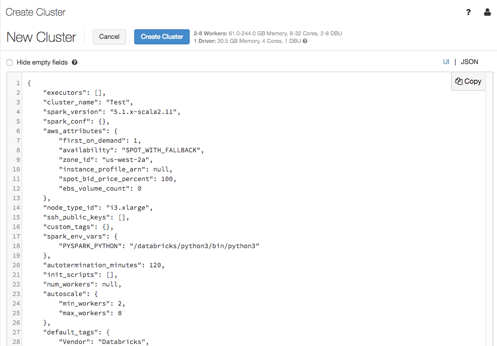 Manage clusters Databricks on AWS