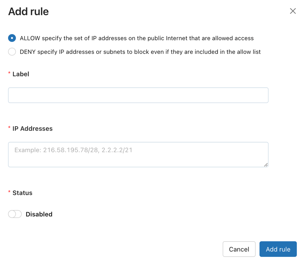 Configure IP access lists for the account console Databricks on AWS