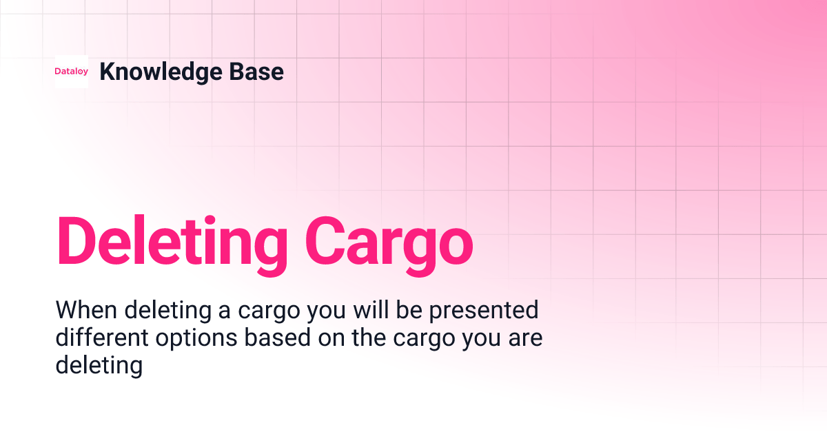 Deleting Cargo Release 6.13 Knowledge Base