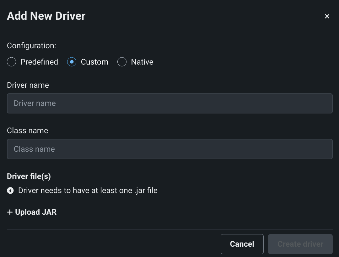 Manage JDBC drivers DataRobot docs