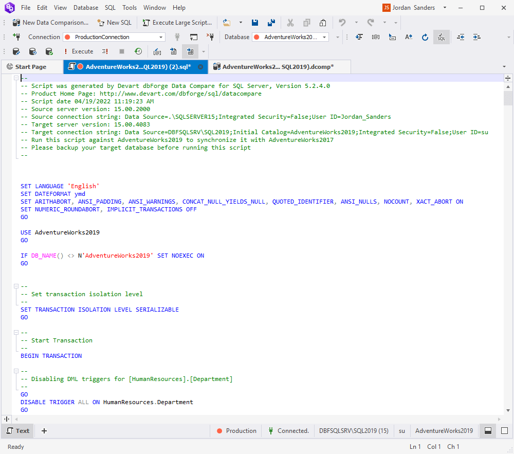 Create rollback scripts