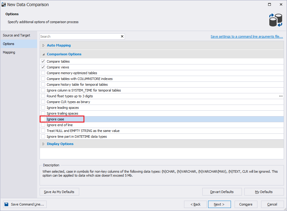 Run casesensitive comparisons