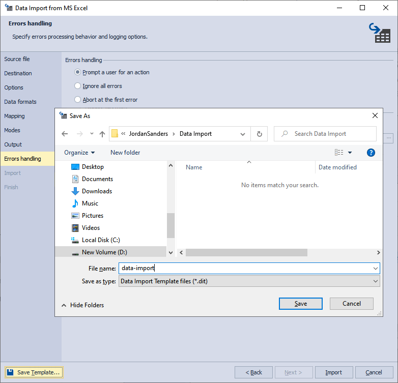 Scheduling data import