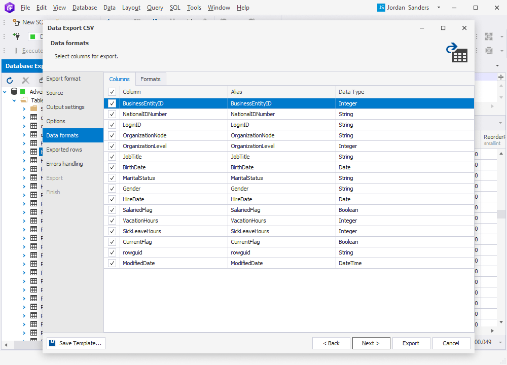 How to export SQL Server data to CSV