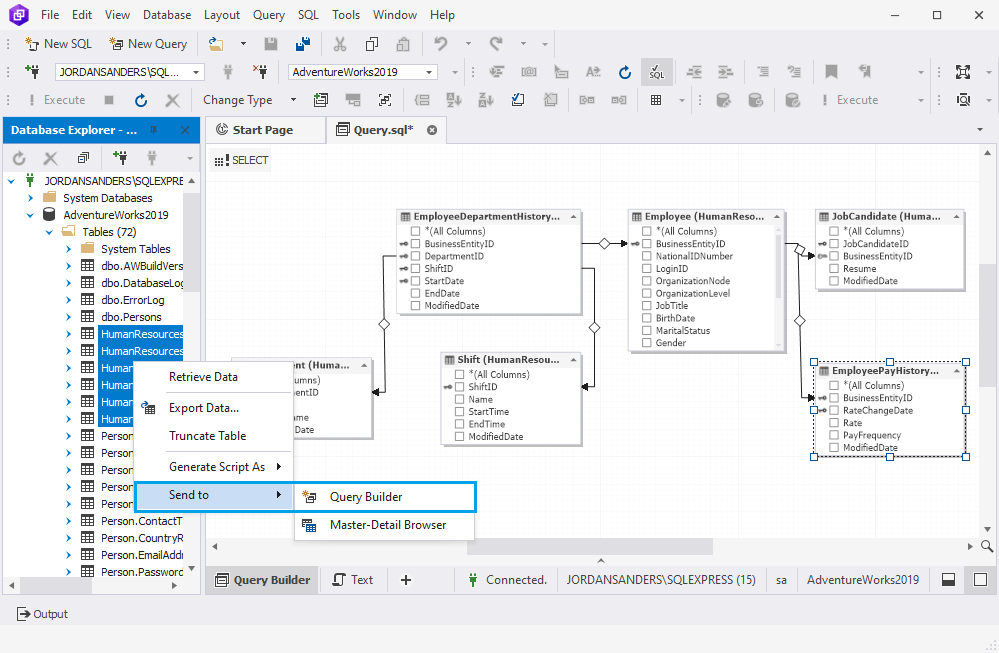Building queries on a diagram
