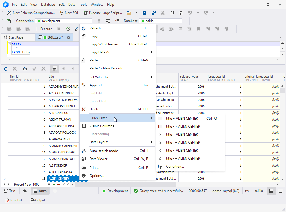 Filtering Data in Grid