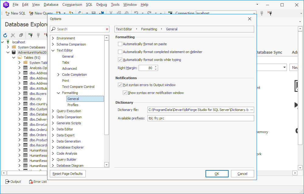 How to Format SQL code