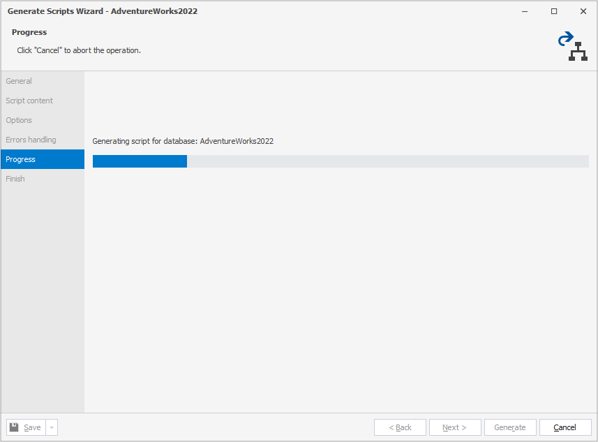 Generate a database script