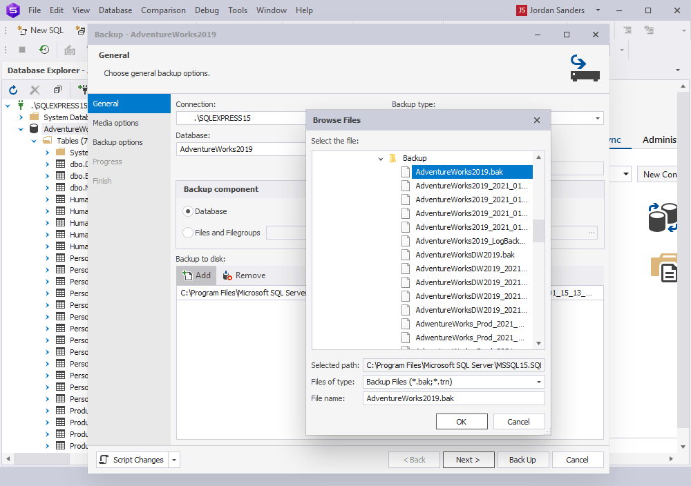 How to backup a SQL Server database to move it to another server