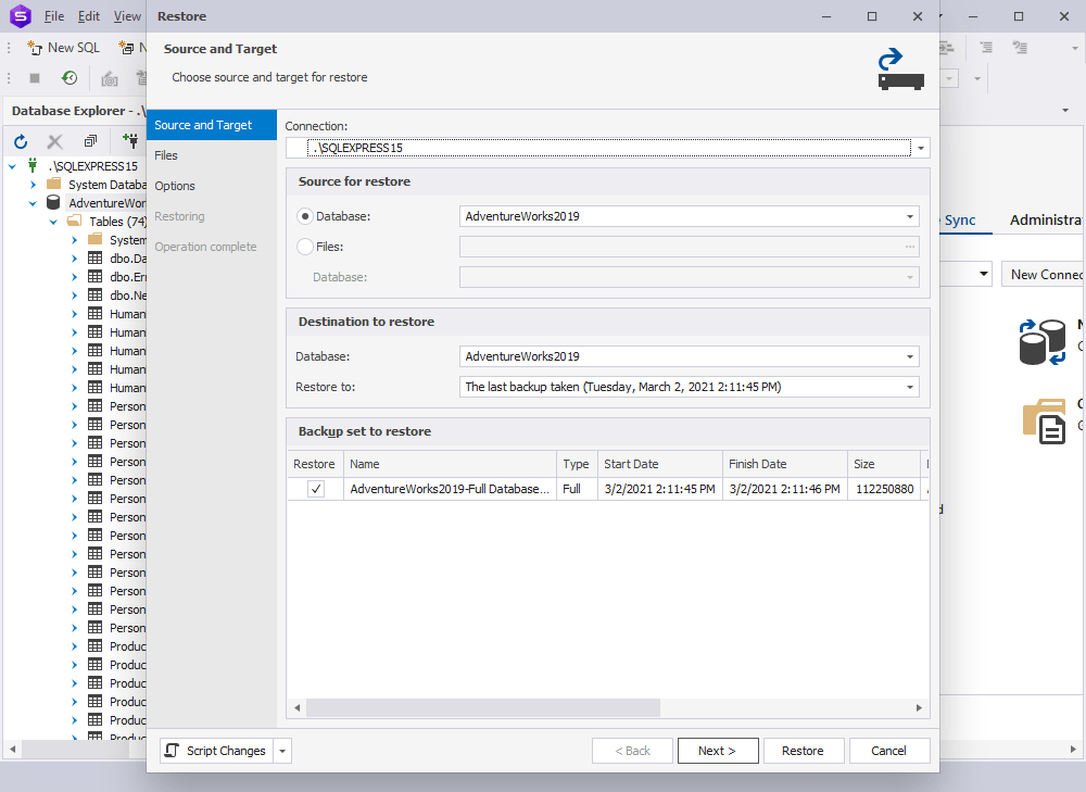 How to restore a SQL Server database to a new server