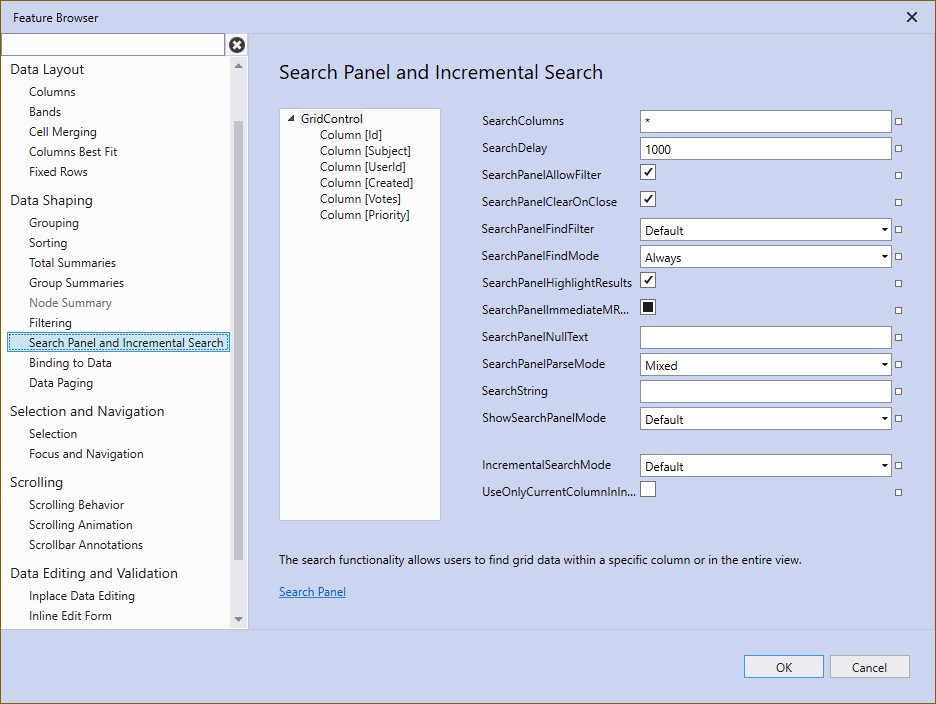 Feature Browser WPF Controls DevExpress Documentation