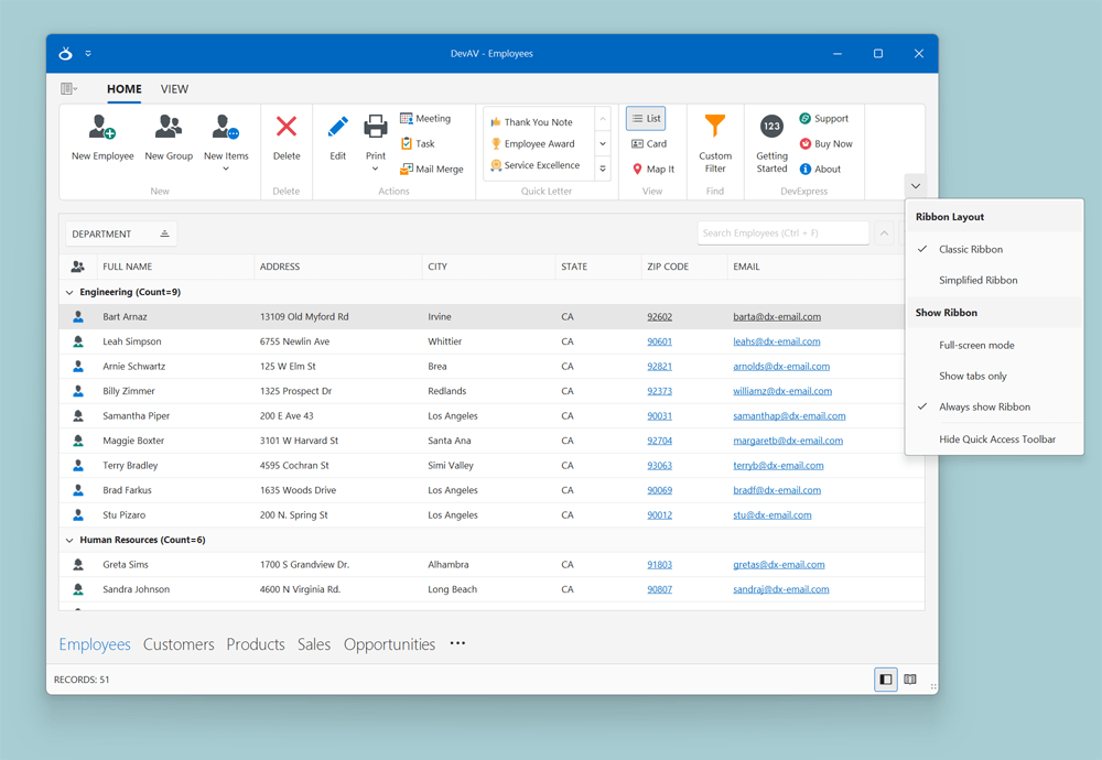 Ribbon Form WinForms Controls DevExpress Documentation