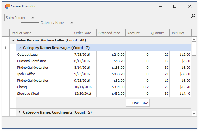 Convert DevExpress Data Grid to Report Reporting DevExpress