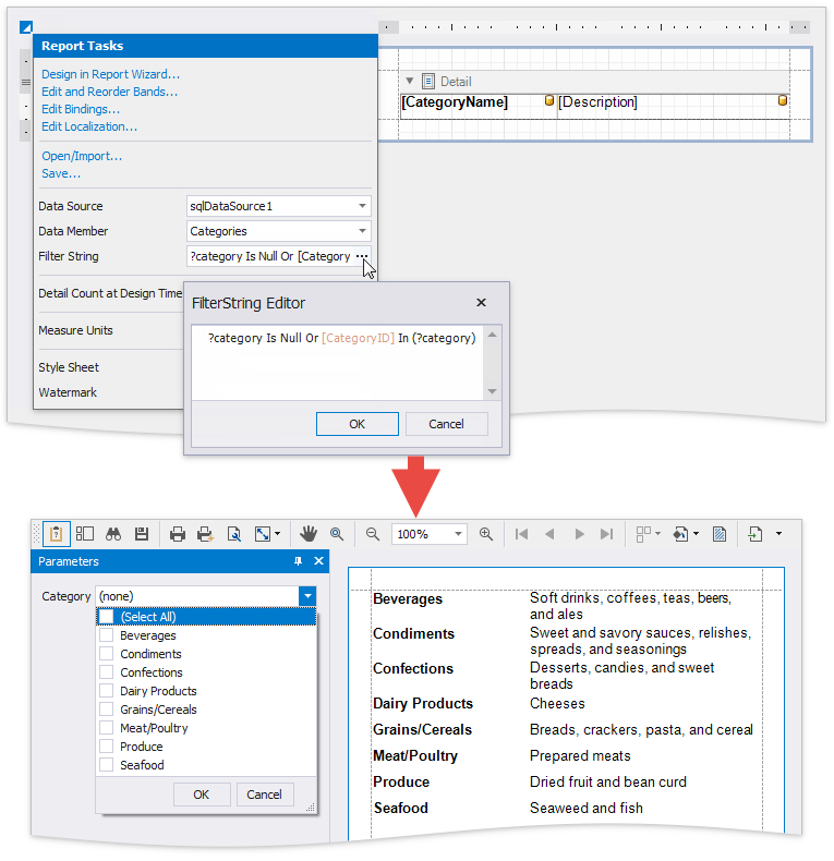 MultiValue Report Parameters Reporting Tools DevExpress