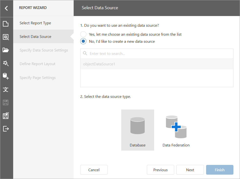 Customize the Report/Data Source Wizard Reporting DevExpress