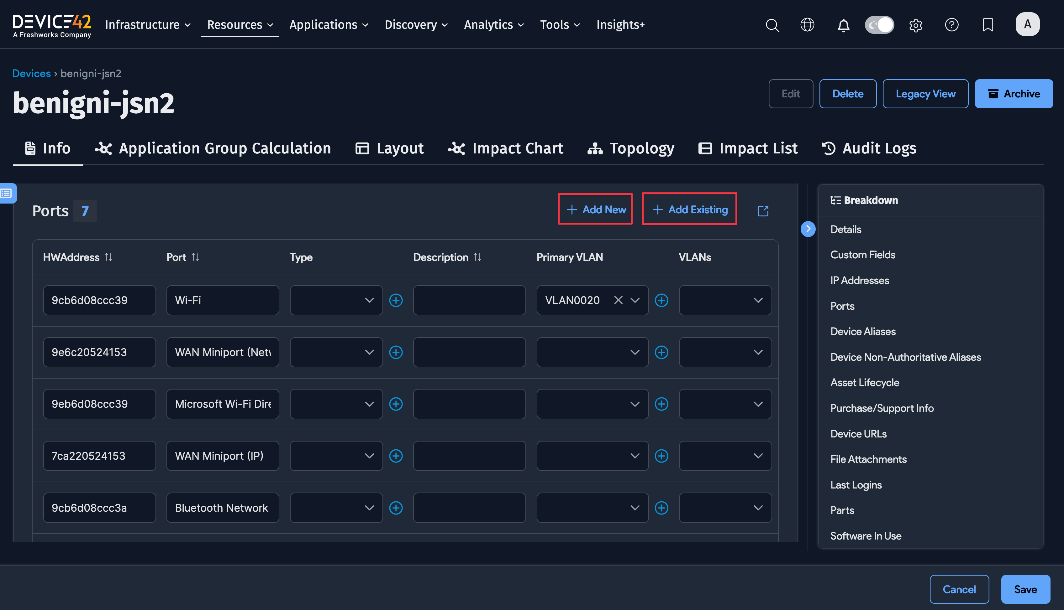Device Properties Tab Device42