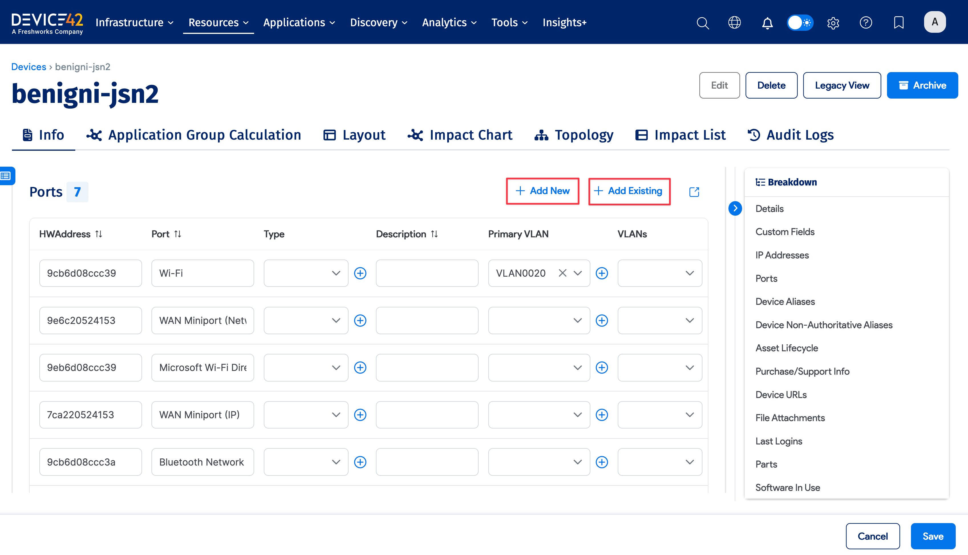 Device Properties Tab Device42