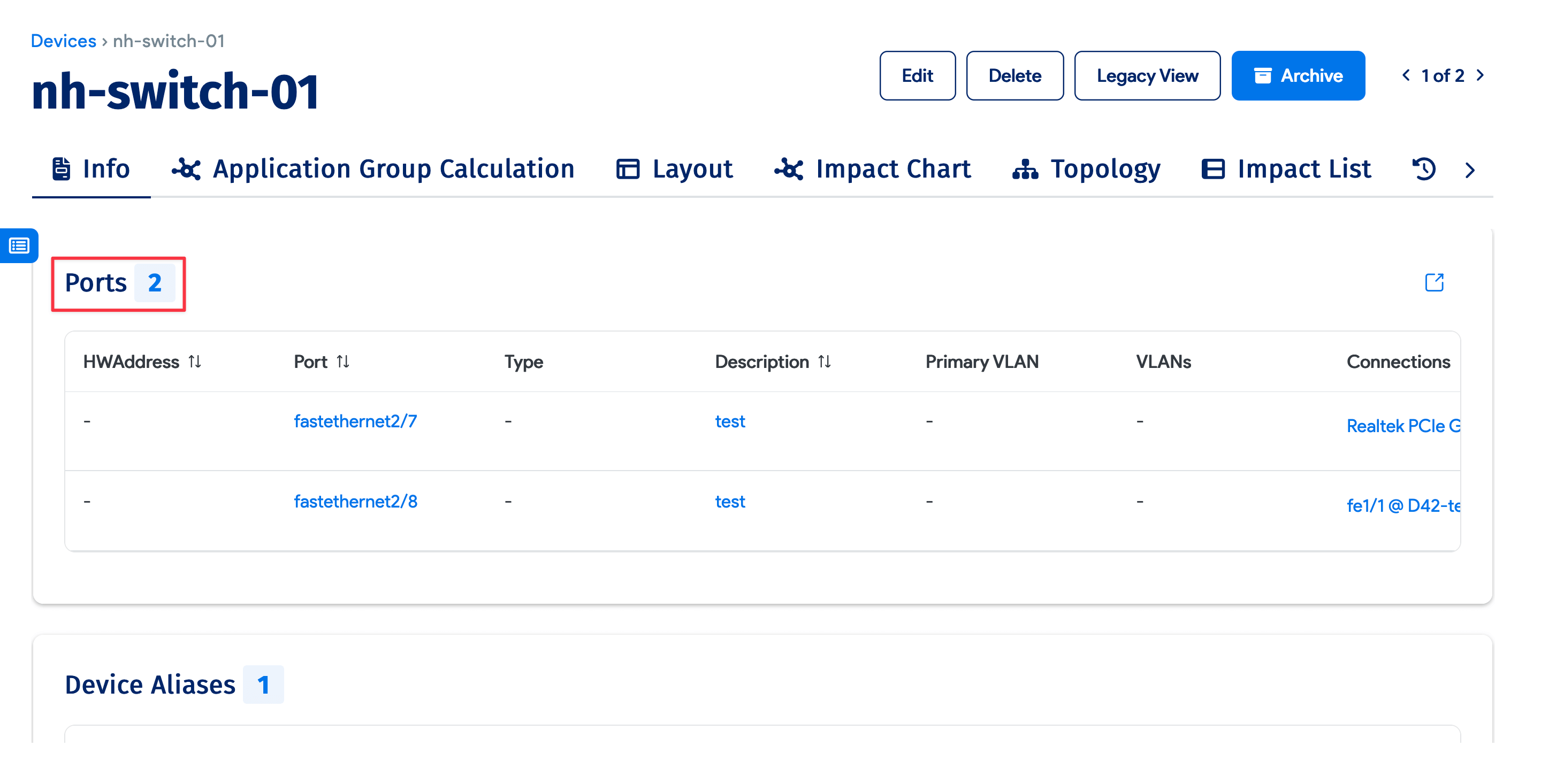 Switch Ports Device42