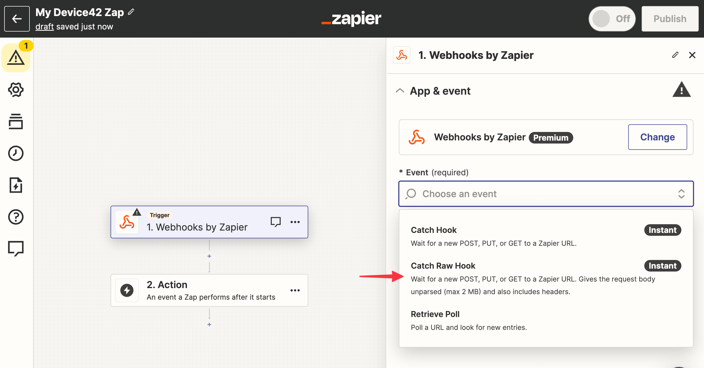 Zapier Automation Using hooks Device42