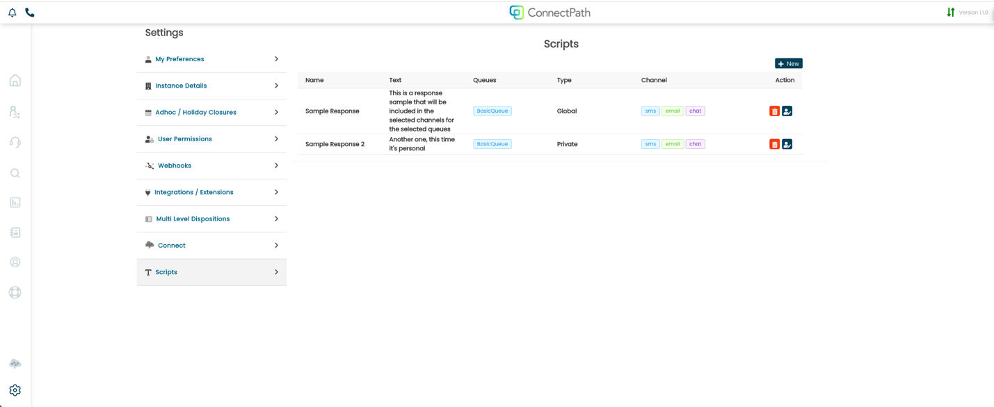 Configuring Scripts (PreCanned Responses) Documentation