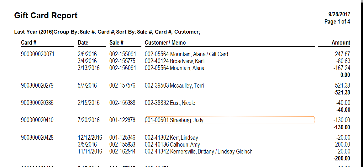 Edge Knowledge Base > Reports > Customers Reports > Gift Card > Gift