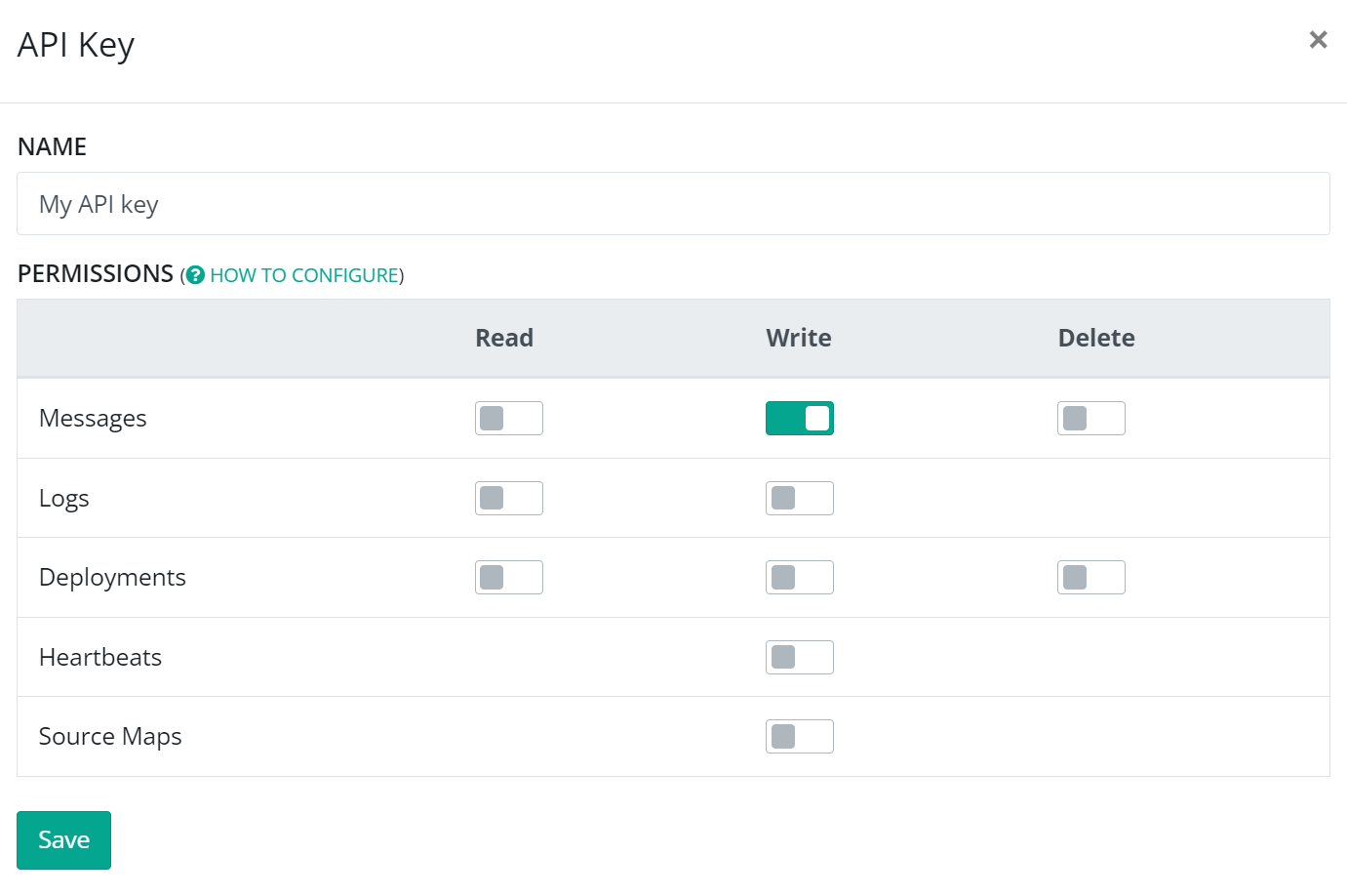 How to configure API key permissions