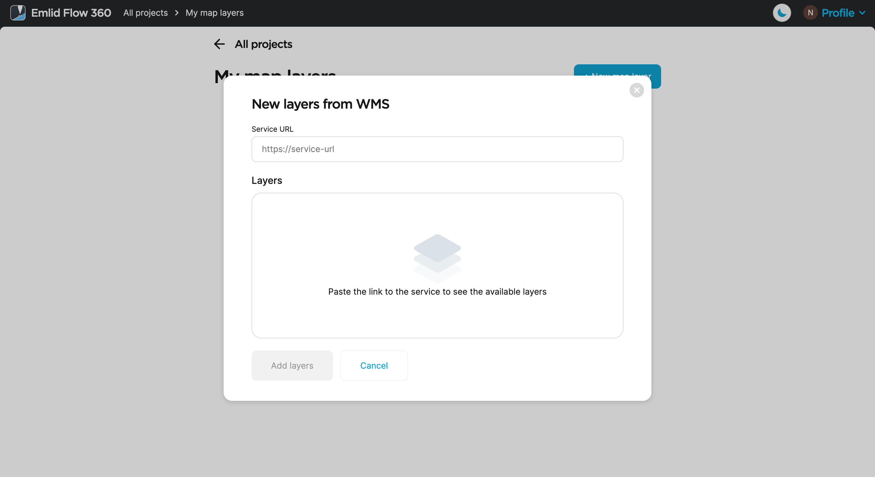 Create WMS layers library Emlid Flow and Emlid Flow 360