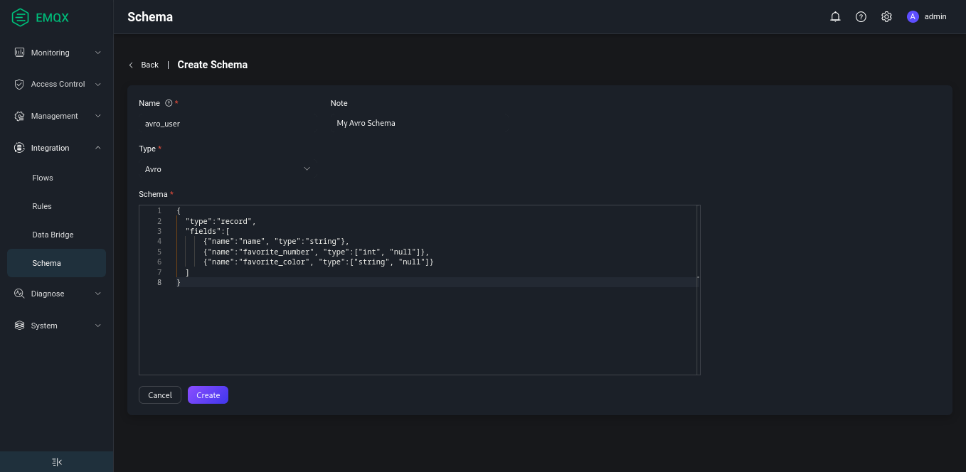 Schema Registry Example Avro EMQX Enterprise Docs