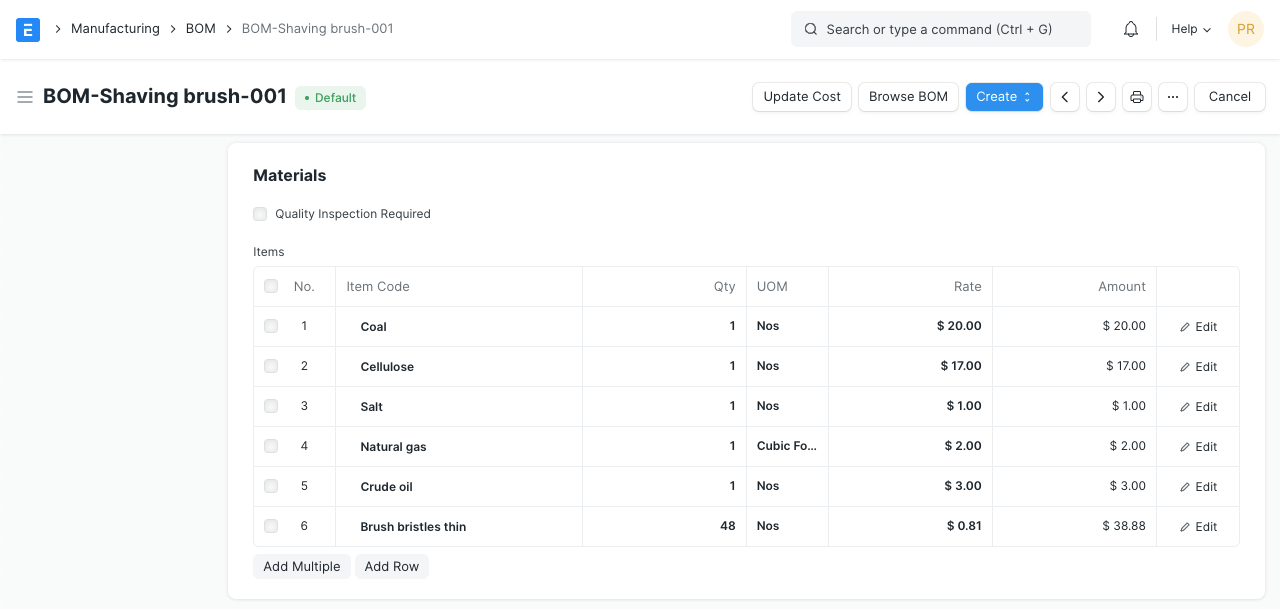Managing Multilevel BOM