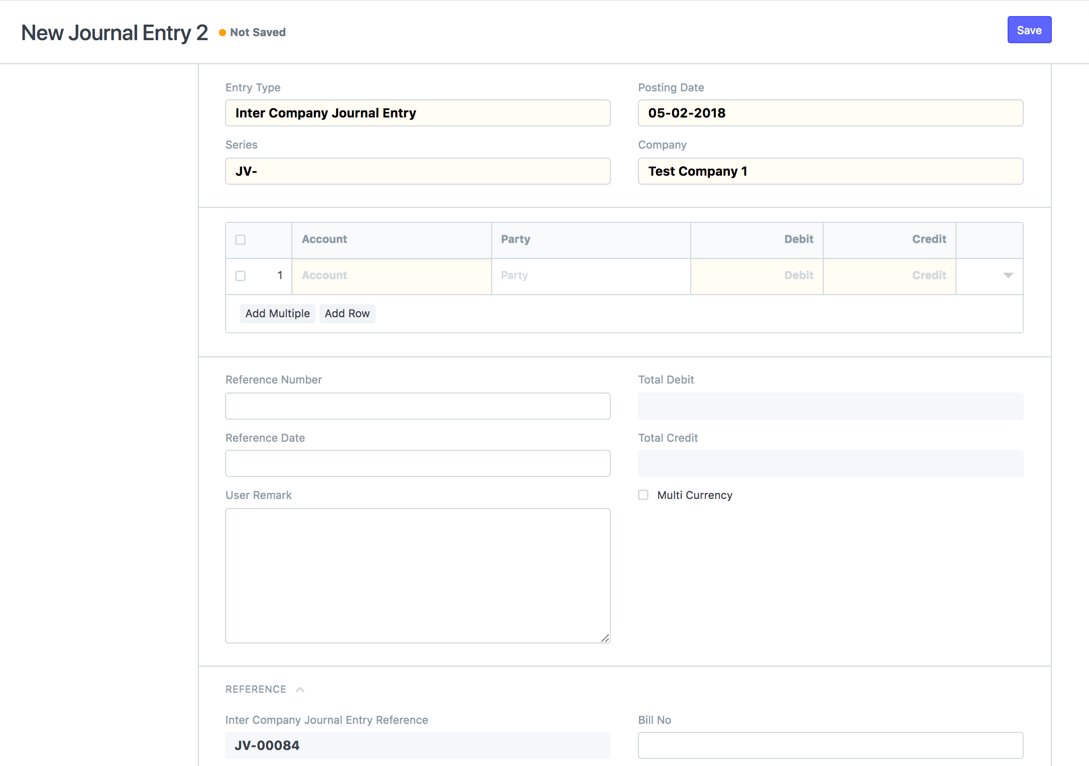 Inter Company Journal Entry