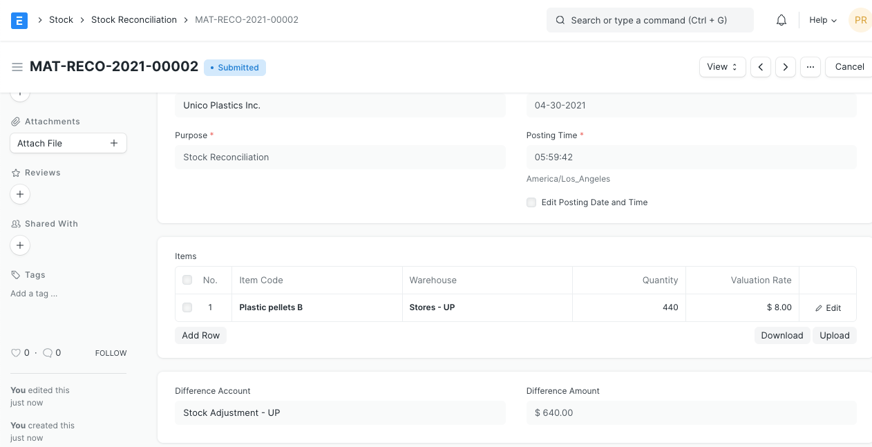 Stock Reconciliation