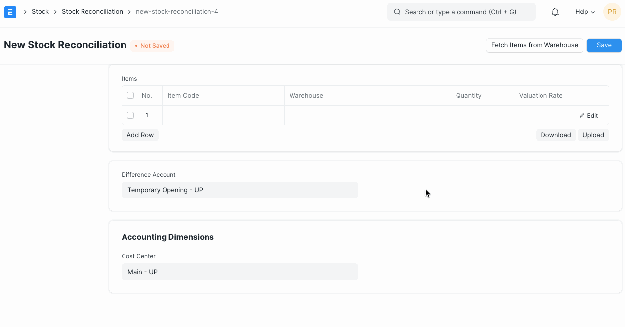 Stock Reconciliation