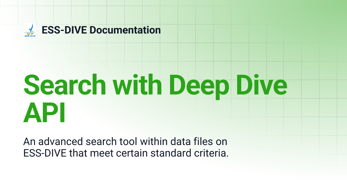 Search with Deep Dive API ESSDIVE Documentation
