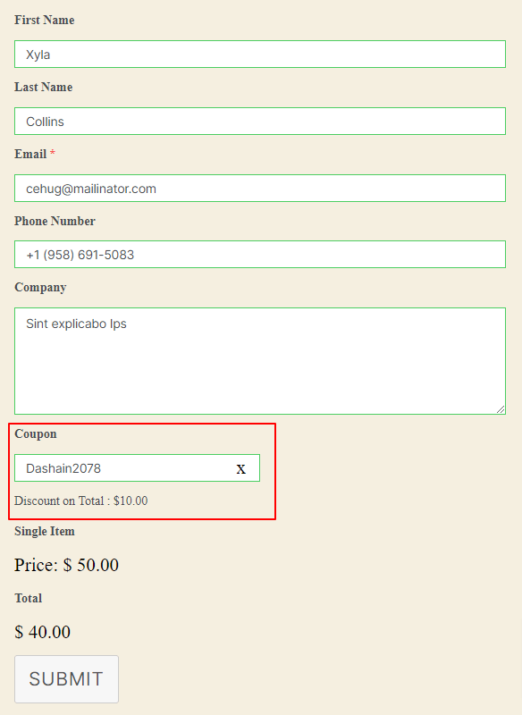 Coupons Everest Forms Docs