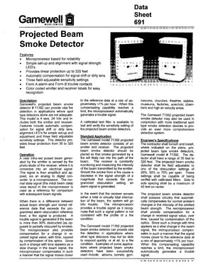 Gamewell FCI Projected Beam Smoke Detector Datasheet (1998) | FACP Manuals