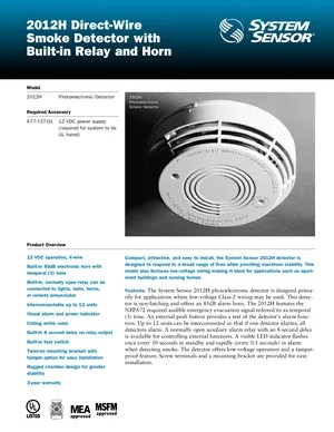 System Sensor 2012H Smoke Detector Datasheet (1999) | FACP Manuals